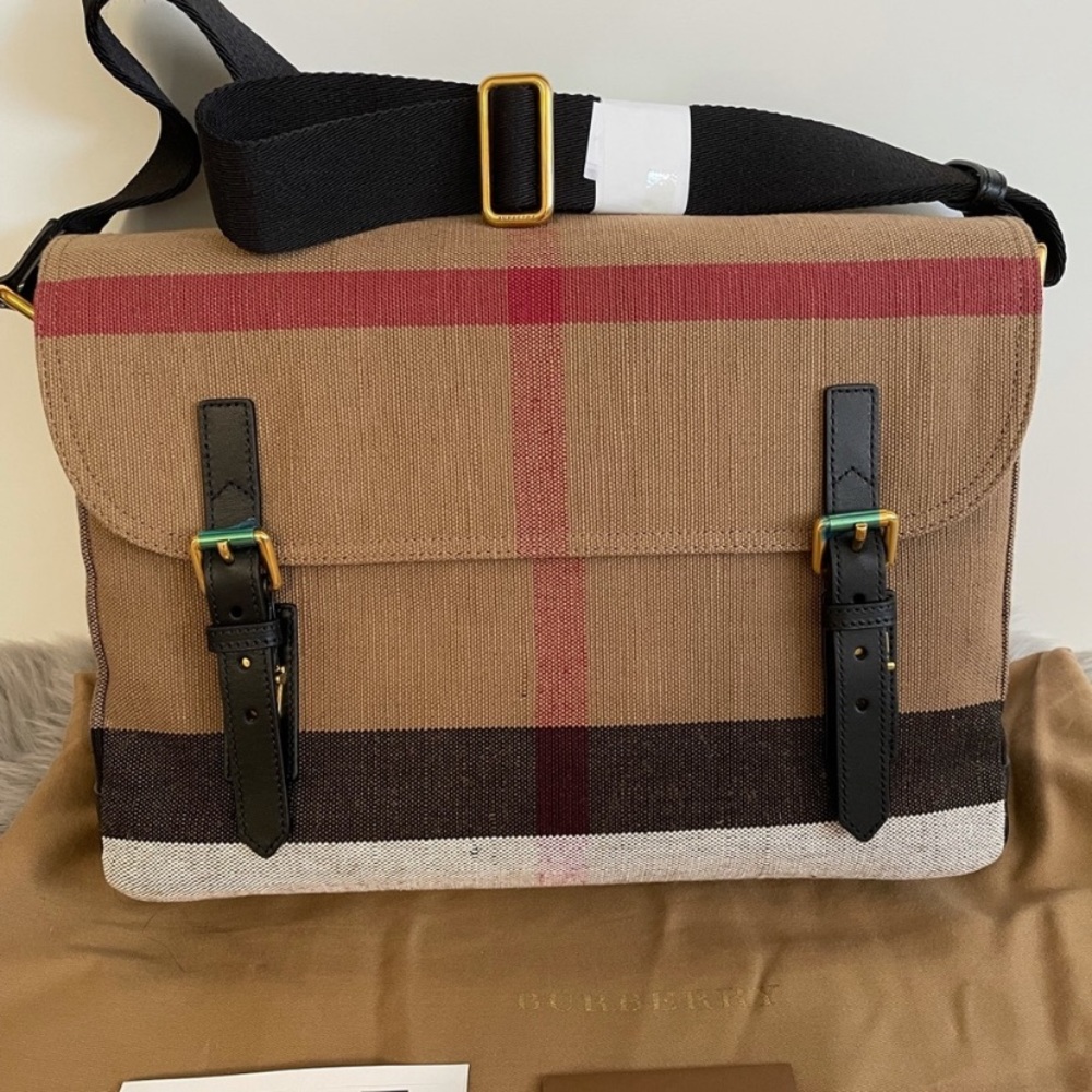 Burberry Canvas Check Baildon Large Messenger Bag